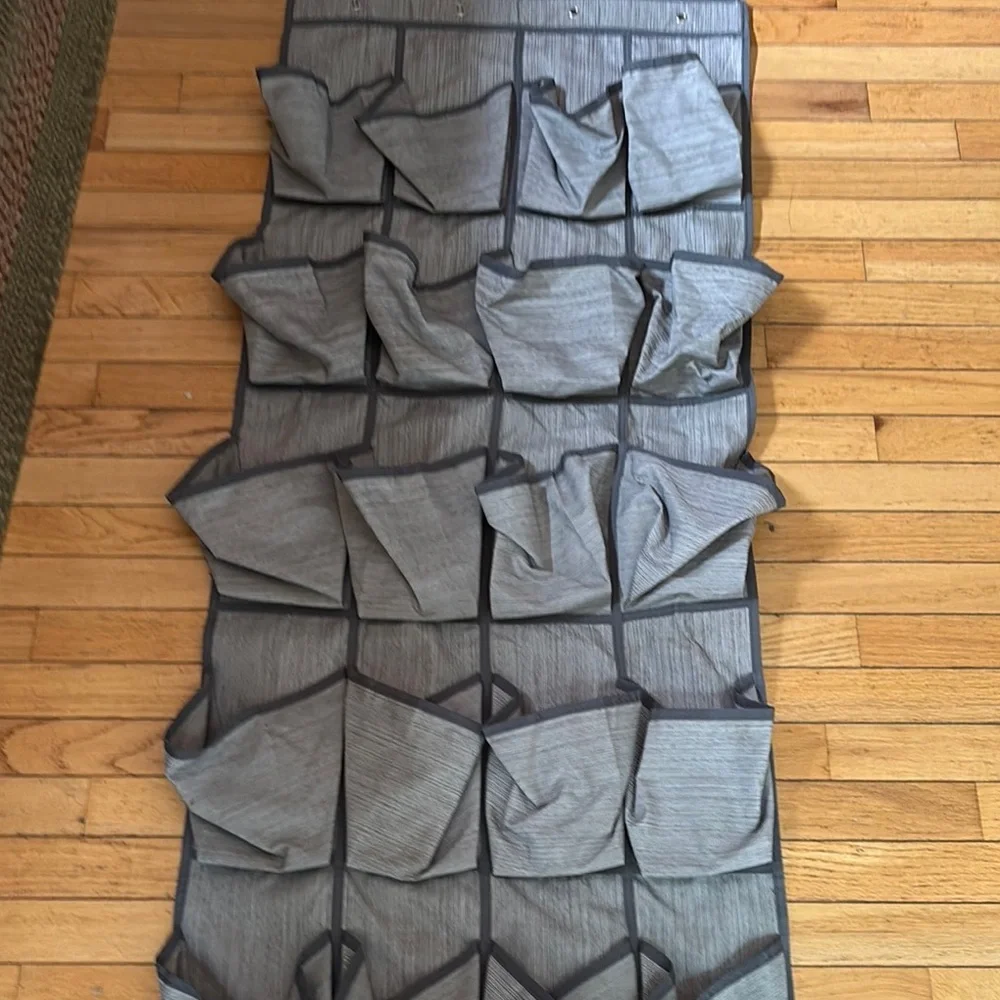 Gray Panel Shoe or Item Holder.  Holds 24 Pairs of Shoes!   H 62” W 21”